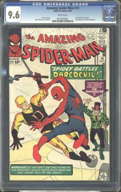 CGC Graded Comics - Amazing Spider-Man #16 (CGC) - Spidey Battles Daredevil - The Eerie Menace Of The Ringmaster - Cane - 16 Sept - Warning If You Dont Say This Is One Of The Greatest Issues Youve Ever Read We Ma