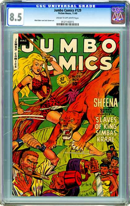 CGC Graded Comics - Jumbo Comics #129 (CGC) - Jumbo Comics - Sheena - November - Slaves Of King Simbas Kraal - Animal