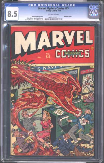 CGC Graded Comics - Marvel Mystery Comics #65 (CGC) - Mystery - Fire - Gun - Cabinet - Fireball