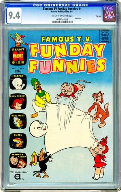 CGC Graded Comics - Famous TV Funday Funnies #1 (CGC) - Funday Funnies - Cartoon Comics - Casper - Classic Comics - Mint Condition