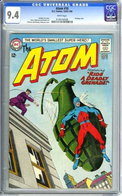 CGC Graded Comics - Atom #10 (CGC) - Grenade - Villain - Hero - Pin - High Fall