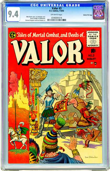 CGC Graded Comics - Valor #3 (CGC) - Valor - Approved By The Comics Code Authority - Tales Of Mortal Cpmbat - Ec Comics - 94