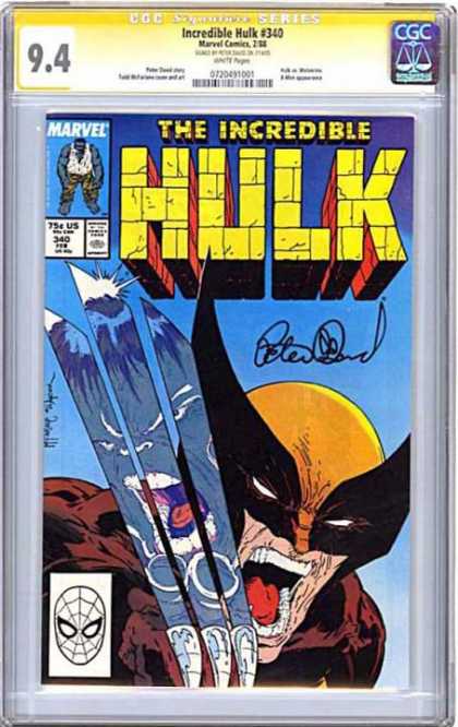 CGC Graded Comics - Incredible Hulk #340 (CGC) - Wolverine - Extended Blades - Marvel - Spiderman Symbol - Anger