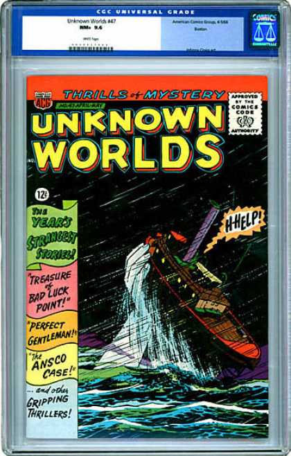 CGC Graded Comics - Unknown Worlds #47 (CGC) - Treasure Of Bad Luck Point - Perfect Gentleman - Ansco Case - Thrillers - Boat