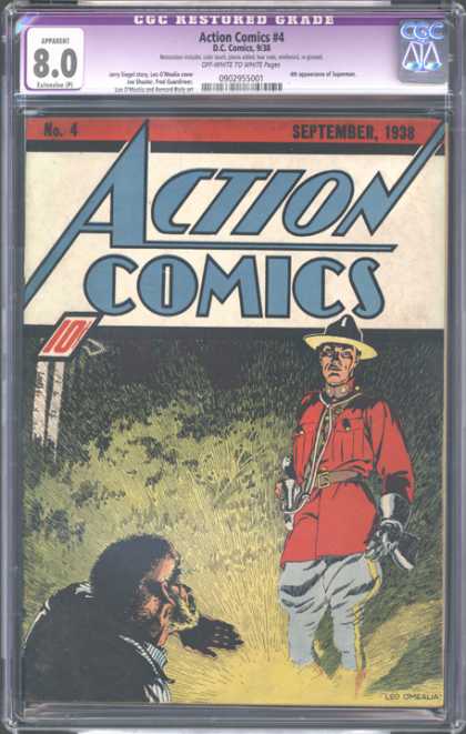 CGC Graded Comics - Action Comics #4 (CGC) - Wolfman - Striped Pants - Uniform - Bushes - Black Gloves