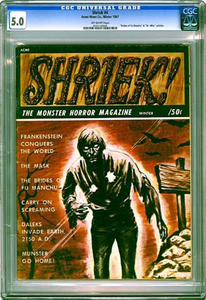 CGC Graded Comics - Shriek #4 (CGC) - Shriek - Zombie - The Mask - The Brides Of Fu Manchu - Carry On Screaming