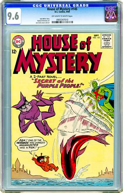 CGC Graded Comics - House of Mystery #145 (CGC) - Dc Comics - House Of Mystery - 2-part Novel - Secret Of The Purple People - Alien Theme