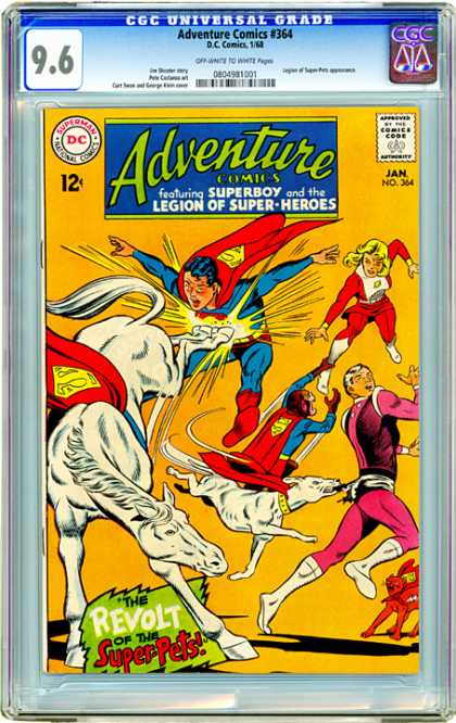 CGC Graded Comics - Adventure Comics #364 (CGC) - Revolt - Saturn Girl - Cosmic Boy - Super-pets - Kicking Horse