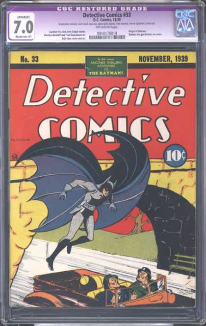 CGC Graded Comics - Detective Comics #33 (CGC) - November 1939 - Batman - No 33 - Bridge - Car