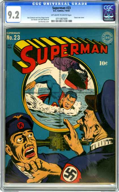CGC Graded Comics - Superman #23 (CGC) - Sinking Ship - Swimming - Angry Man - Submarine - Enemy