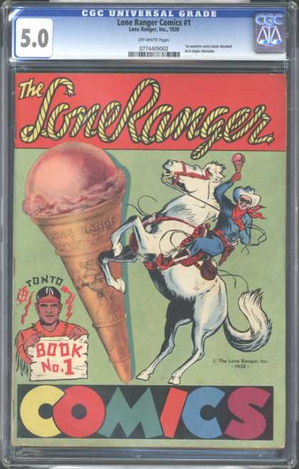 CGC Graded Comics - Lone Ranger Comics #1 (CGC) - Ice Cream Cone - Tonto - Horse - Rearing - Book No 1