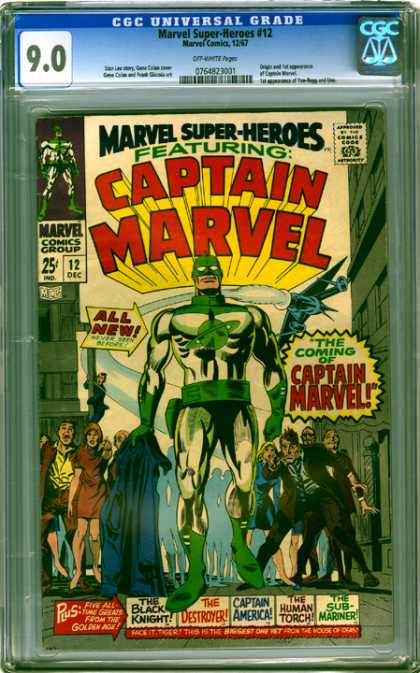 CGC Graded Comics - Marvel Super-Heroes #12 (CGC) - Captain Marvel - Marvel Super-heroes - Airplane - Cape - People