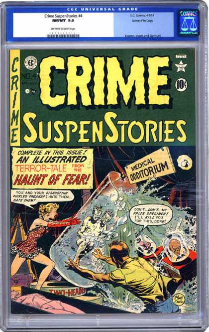 CGC Graded Comics - Crime SuspenStories #4 (CGC) - Two Heads - Assistant - Magic - Medical - Odditorium