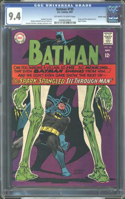 CGC Graded Comics - Batman #195 (CGC) - Spark Spangled - See Through Man - 195 - Green Bones - Batman Scared