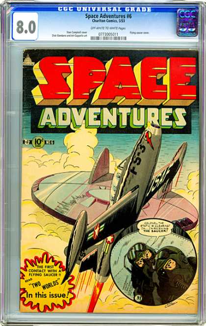 CGC Graded Comics - Space Adventures #6 (CGC) - Flying Saucer - Plane - First Contact - Two Worlds Issue - Clouds