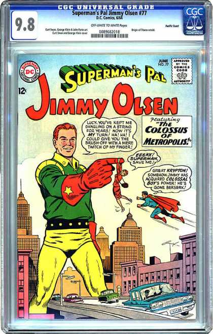 CGC Graded Comics - Superman's Pal Jimmy Olsen #77 (CGC) - Jimmy Olsen - Colossus Of Metropolis - Berserk - Friend Of Superman - Man In Green