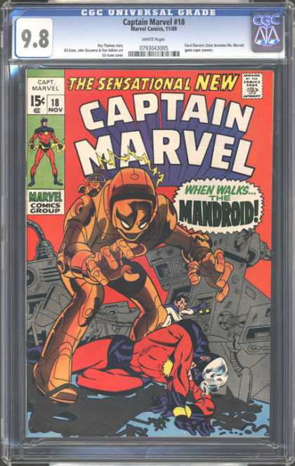 CGC Graded Comics - Captain Marvel #18 (CGC) - Captain Marvel - The Mandroid - Robot - Marvel Comics Group - Sensational