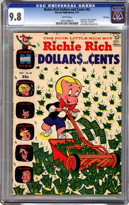 CGC Graded Comics - Richie Rich Dollars and Cents #42 (CGC) - Money - Wealth - Lawnmower - Yard Work - Grass