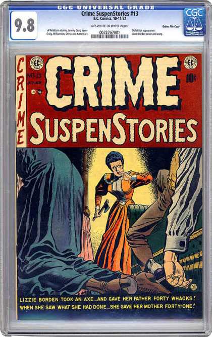 CGC Graded Comics - Crime SuspenStories #13 (CGC) - Crime Suspenstories - Lizzy Borden - Axe - Murder - Death