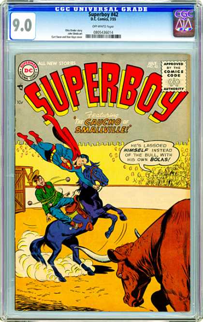 CGC Graded Comics - Superboy #42 (CGC) - Gaucho - Smallville - Rodeo - Bull - Lasso