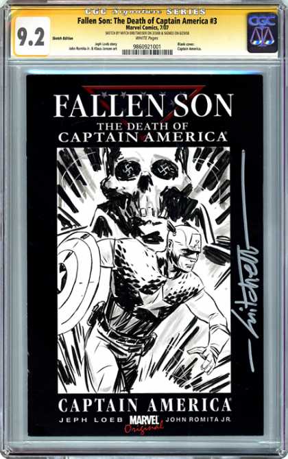 CGC Graded Comics - Fallen Son: The Death of Captain America #3 (CGC) - Skull - Shield - Black - White - Swastikas