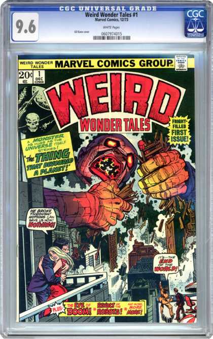 CGC Graded Comics - Weird Wonder Tales #1 (CGC) - Marvel Comics - Weird Wonder Tales - The Thing That Devoured A Plant - The Eye Of Doom - City Balcony