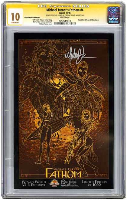 CGC Graded Comics - Michael Turner's Fathom #4 (CGC) - Fathom 4 - Surfer - Limited Edition - Signed - Sci-fi