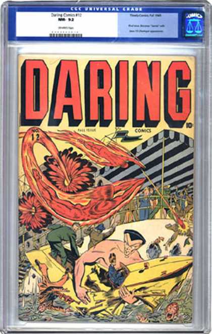 CGC Graded Comics - Daring Comics #12 (CGC) - Boat - Daring Comics - Water - Fish - Flag