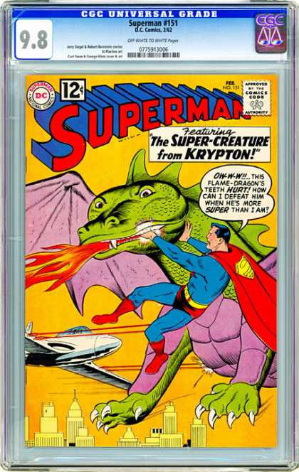 CGC Graded Comics - Superman #151 (CGC) - Dragon - Fire - Cape - Flying - Plane