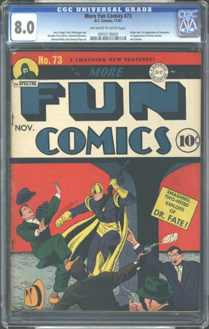 CGC Graded Comics - More Fun Comics #73 (CGC) - Dr Fate - Fist Fight - Submachine Gun - Fedora - Suit