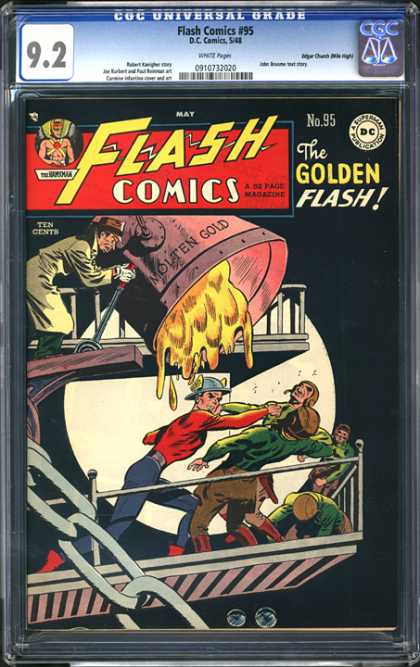 CGC Graded Comics - Flash Comics #95 (CGC) - Human Heroes - Power Of The Gold - Bullies In The Work Place - Ultimate Secret Service Job - Elements Of Change