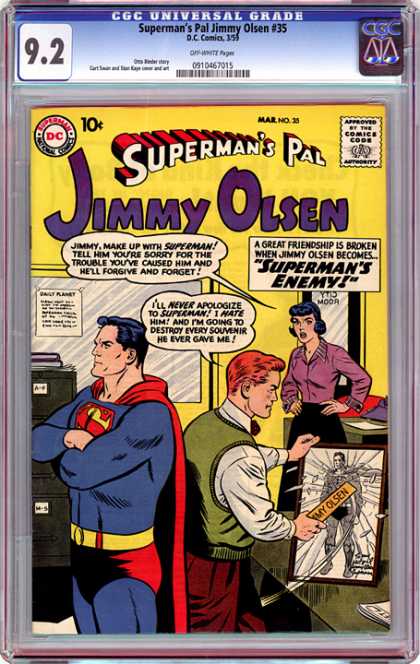 CGC Graded Comics - Superman's Pal Jimmy Olsen #35 (CGC) - Supermans Pal - Jimmy Olsen - Woman - Superhero - Man