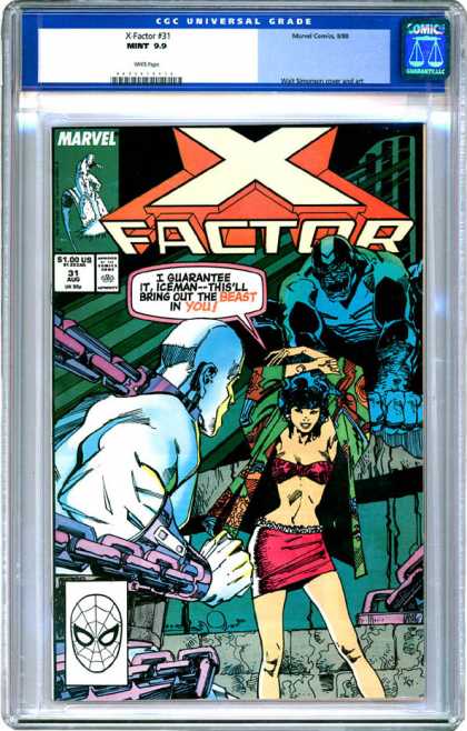 CGC Graded Comics - X-Factor #31 (CGC) - X Factor - Ice Man - Woman - Underwear - Chains