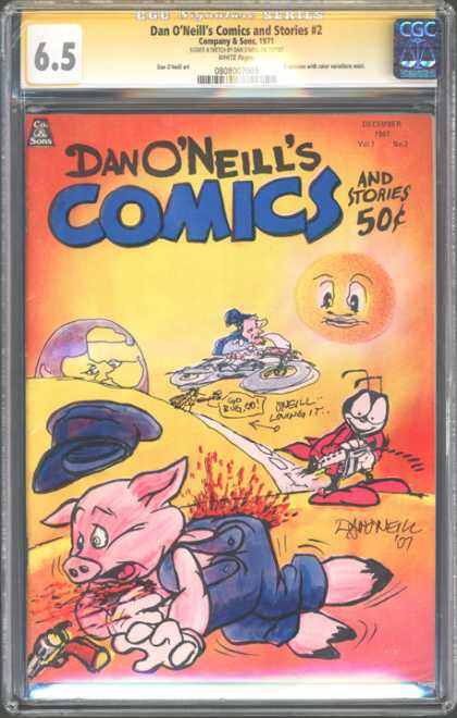 CGC Graded Comics - Dan O'Neill's Comics and Stories #2 (CGC) - Sun - Pig - Blue Overalls - Pistol - Blue Hat