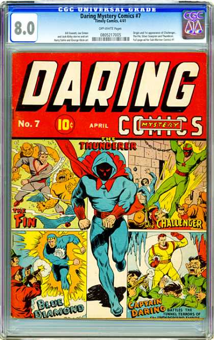 Cgc - Mystery Comics - Daring - The Thunderer - Super Heroes CGC Graded Comics - Daring Mystery Comics #7 (CGC) - Cgc - Mystery Comics - Daring - The Thunderer - Super Heroes