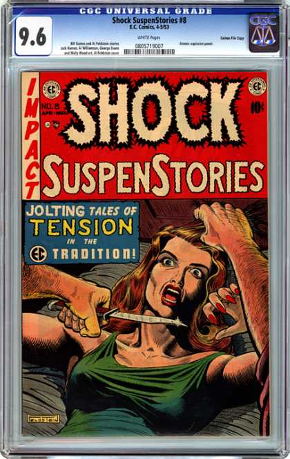 Shock - Suspenstories - Tension - Knife - Jolting Tales CGC Graded Comics - Shock SuspenStories #8 (CGC) - Shock - Suspenstories - Tension - Knife - Jolting Tales
