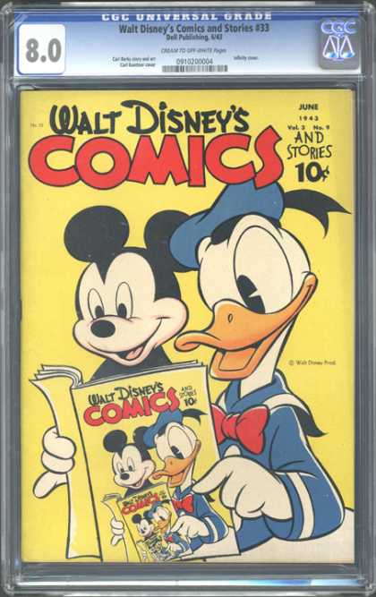 CGC Graded Comics - Walt Disney's Comics and Stories #33 (CGC) - 80 - 33 - Walt Disney - Mickey - Donald