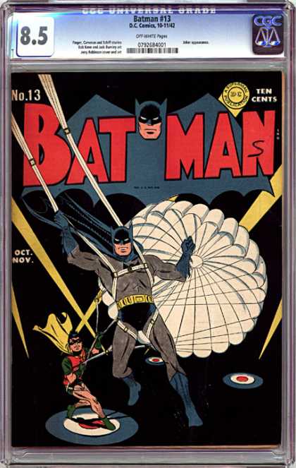 CGC Graded Comics - Batman #13 (CGC) - Batman - Robin - No 13 - 85 - Parachute