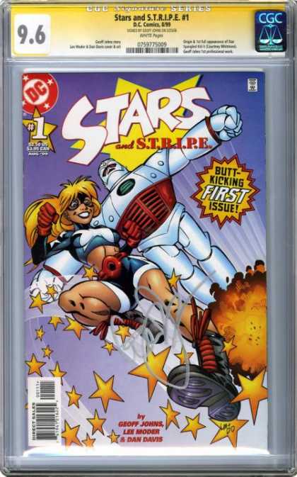 CGC Graded Comics - Stars and S.T.R.I.P.E. #1 (CGC) - Dc Comics - Robot Man - Yellow Stars - Yellow Hair - Geoff Johns