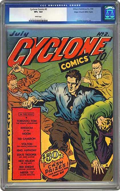 CGC Graded Comics - Cyclone Comics #2 (CGC) - Tornado Tom - Volton - Kingdom Of The Moon - Fight - Punch