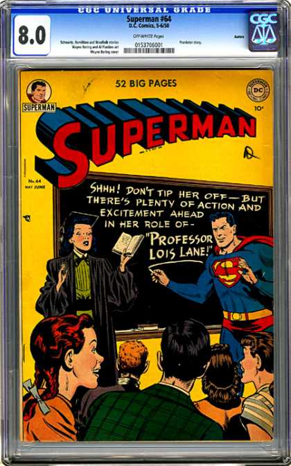 CGC Graded Comics - Superman #64 (CGC) - Lois Lane - Chalkboard - Superman - Teacher - Dc