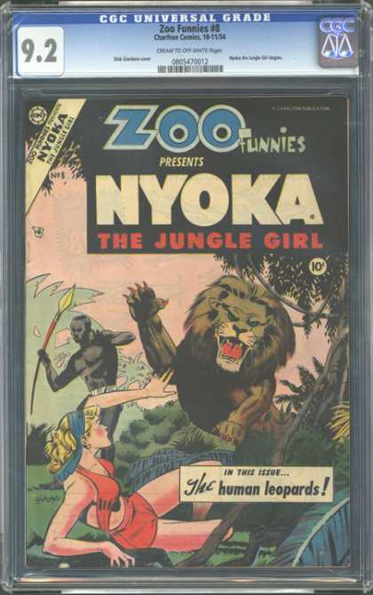 CGC Graded Comics - Zoo Funnies #8 (CGC) - The Jungle Girl - Human Leopards - Roaring Lion - Native - Nyoka