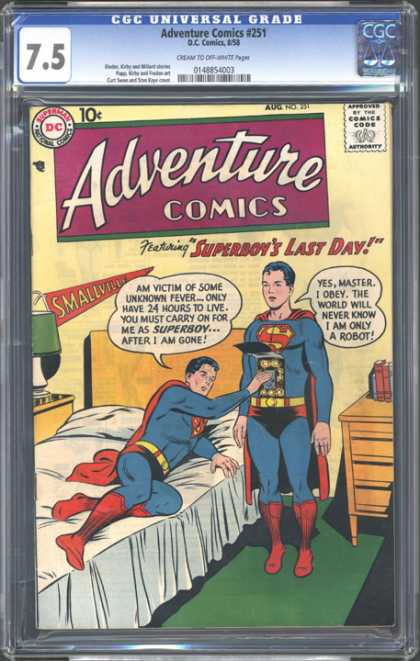 CGC Graded Comics - Adventure Comics #251 (CGC) - Adventure Comics - Superboys Last Day - Smallville - Books - Robot