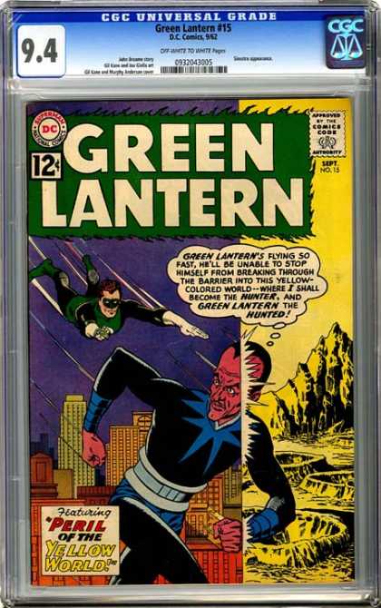 CGC Graded Comics - Green Lantern #15 (CGC) - Peril - Yellow - World - Flying - Hunter