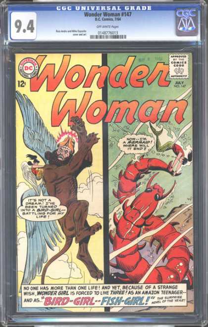 CGC Graded Comics - Wonder Woman #147 (CGC) - Wonder Woman - Bird-girl - Fish-girl - Underwater - Cloud