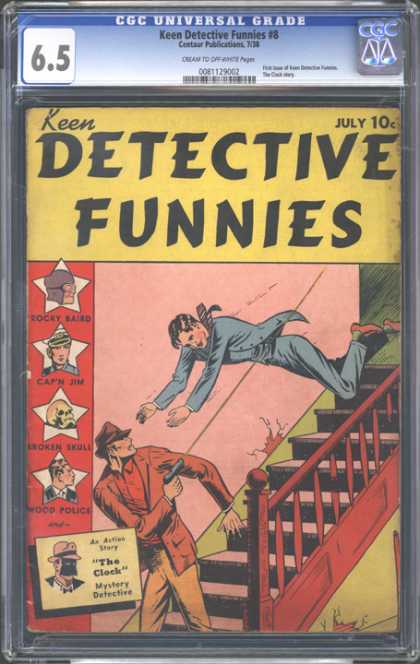 CGC Graded Comics - Keen Detective Funnies #8 (CGC) - Keen Detective Funnies - July - Gun - Cap - Steps