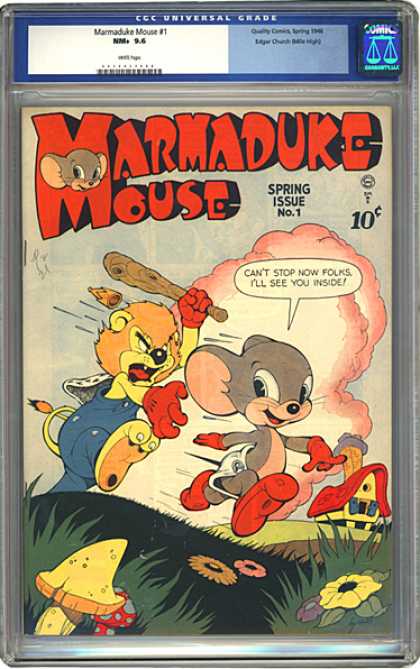 CGC Graded Comics - Marmaduke Mouse #1 (CGC) - Lion Chases Mouse - Spring Issue - Cant Stop Now Folks - Over Hill And Dale - Club In Hand