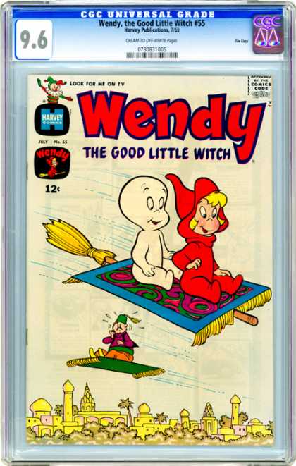 CGC Graded Comics - Wendy, the Good Little Witch #55 (CGC) - Wendy - Casper - Flying Carpet - Flying Broomstick - Above The City