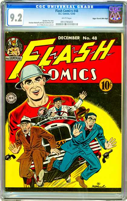 CGC Graded Comics - Flash Comics #48 (CGC) - The Hawkman - Car - Flash - Guns - Driving