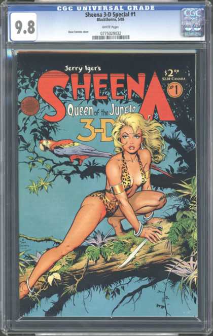 CGC Graded Comics - Sheena 3-D Special #1 (CGC) - Jerry Iger - Sheena - Queen Of The Jungle - Parrot - Knife